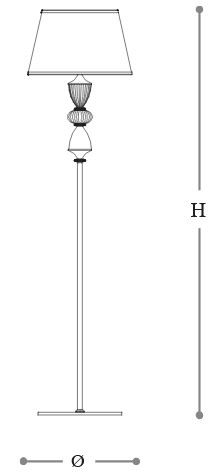 Dimensions of the Amelie Opera Italamp Floor Lamp